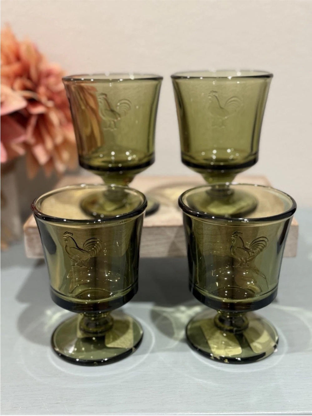 La Rochere Olive Green Rooster
Tumblers Glasses France 7.41oz Set Of 4